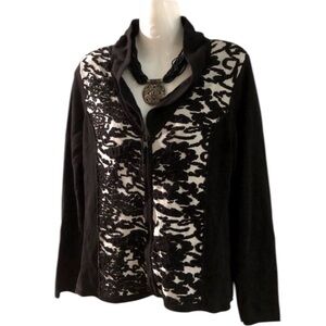 Conrad C Black & White Sweater!!! Cardigan Blazer Top